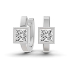 10kt White Gold Mirror Glow Single Princess Lab Diamond Huggie Earrings (1 Ct. Tw.) front image