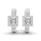 10kt White Gold Mirror Glow Single Princess Lab Diamond Huggie Earrings (1 Ct. Tw.) left