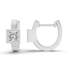 10kt White Gold Mirror Glow Single Princess Lab Diamond Huggie Earrings (1 Ct. Tw.) right