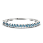 14kt White Gold Pear Cascade Lab Diamond Openable Bangle Bracelet (4 Ct. Tw.) front image