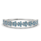14kt White Gold Pear Petal Lab Diamond Openable Bangle Bracelet (1 Ct. Tw.) front image