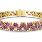 14ct Yellow Gold Isidora Round Double Row Lab Diamond Tennis Bracelet (4 Ct. Tw.) right