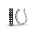 Platinum Gracie Double Row Round Lab Diamond Hoop Earrings (2 Ct. Tw.) left