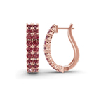 14kt Rose Gold Gracie Double Row Round Lab Diamond Hoop Earrings (2 Ct. Tw.) left