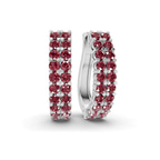 Platinum Gracie Double Row Round Lab Diamond Hoop Earrings (2 Ct. Tw.) front image