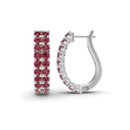 Platinum Gracie Double Row Round Lab Diamond Hoop Earrings (2 Ct. Tw.) left
