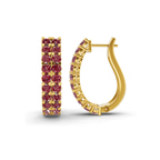 14kt Yellow Gold Gracie Double Row Round Lab Diamond Hoop Earrings (2 Ct. Tw.) left