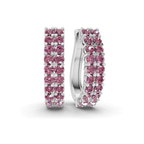 Platinum Gracie Double Row Round Lab Diamond Hoop Earrings (2 Ct. Tw.) front image