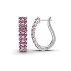 Platinum Gracie Double Row Round Lab Diamond Hoop Earrings (2 Ct. Tw.) left