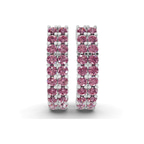 Platinum Gracie Double Row Round Lab Diamond Hoop Earrings (2 Ct. Tw.) right
