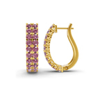 10kt Yellow Gold Gracie Double Row Round Lab Diamond Hoop Earrings (2 Ct. Tw.) left