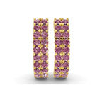 10kt Yellow Gold Gracie Double Row Round Lab Diamond Hoop Earrings (2 Ct. Tw.) right