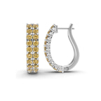 Platinum Gracie Double Row Round Lab Diamond Hoop Earrings (2 Ct. Tw.) left