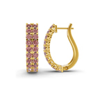10kt Yellow Gold Gracie Double Row Round Lab Diamond Hoop Earrings (2 Ct. Tw.) left