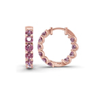 14kt Rose Gold Sirena Round Lab Diamond Hoop Earrings (5 Ct. Tw.) standing product image one
