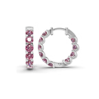 Platinum Sirena Round Lab Diamond Hoop Earrings (1 Ct. Tw.) standing product image one
