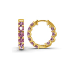 14kt Yellow Gold Sirena Round Lab Diamond Hoop Earrings (3 Ct. Tw.) standing product image one