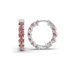 14ct White Gold Sirena Round Lab Diamond Hoop Earrings (1 Ct. Tw.) standing product image one