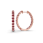 14ct Rose Gold Rylee Round Lab Diamond Hoop Earrings (1 Ct. Tw.) left