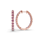 14ct Rose Gold Rylee Round Lab Diamond Hoop Earrings (1 Ct. Tw.) left