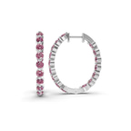 9ct White Gold Rylee Round Lab Diamond Hoop Earrings (1 Ct. Tw.) left