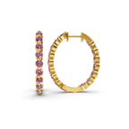 14ct Yellow Gold Rylee Round Lab Diamond Hoop Earrings (1 Ct. Tw.) left