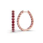 14ct Rose Gold Isla Round Lab Diamond Hoop Earrings (1 Ct. Tw.) left
