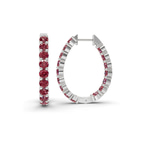9ct White Gold Isla Round Lab Diamond Hoop Earrings (3 Ct. Tw.) left