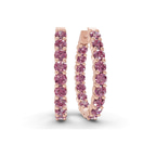14ct Rose Gold Isla Round Lab Diamond Hoop Earrings (1 Ct. Tw.) front image
