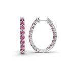 9ct White Gold Isla Round Lab Diamond Hoop Earrings (1 Ct. Tw.) left