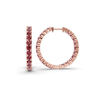 14kt Rose Gold Meara Round Lab Diamond Hoop Earrings (1 Ct. Tw.) standing product image one