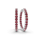 Platinum Meara Round Lab Diamond Hoop Earrings (1 Ct. Tw.) front image