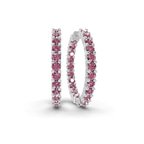 Platinum Meara Round Lab Diamond Hoop Earrings (2 Ct. Tw.) front image