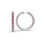 Platinum Meara Round Lab Diamond Hoop Earrings (2 Ct. Tw.) standing product image one
