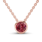 14ct Rose Gold Agustina Round Bezel Lab Diamond Solitaire Necklace (1/2 Ct. Tw.) front image