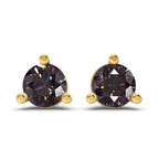 14kt Yellow Gold Three Prong Martini Round Lab Diamond Stud Earrings (1 Ct. Tw.) front image