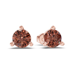 10kt Rose Gold Three Prong Martini Round Lab Diamond Stud Earrings (1 Ct. Tw.) side right image one