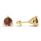 14kt Yellow Gold Three Prong Martini Round Lab Diamond Stud Earrings (1 Ct. Tw.) standing product image one