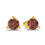 14kt Yellow Gold Three Prong Martini Round Lab Diamond Stud Earrings (1 Ct. Tw.) side right image one