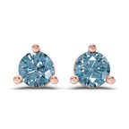 10kt Rose Gold Three Prong Martini Round Lab Diamond Stud Earrings (1 Ct. Tw.) front image
