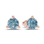 10kt Rose Gold Three Prong Martini Round Lab Diamond Stud Earrings (1 Ct. Tw.) side right image one