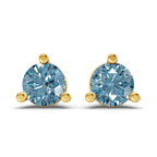 14kt Yellow Gold Three Prong Martini Round Lab Diamond Stud Earrings (1 Ct. Tw.) front image