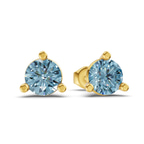 14kt Yellow Gold Three Prong Martini Round Lab Diamond Stud Earrings (1 Ct. Tw.) side right image one