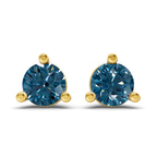 14kt Yellow Gold Three Prong Martini Round Lab Diamond Stud Earrings (1 Ct. Tw.) front image