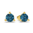 14kt Yellow Gold Three Prong Martini Round Lab Diamond Stud Earrings (1 Ct. Tw.) side right image one