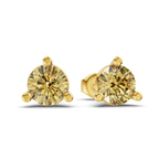 14kt Yellow Gold Three Prong Martini Round Lab Diamond Stud Earrings (1 Ct. Tw.) side right image one