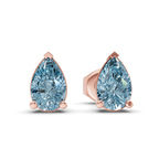 14kt Rose Gold Three Prong Pear Lab Diamond Stud Earrings (3 Ct. Tw.) side right image one