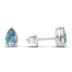 Platinum Three Prong Pear Lab Diamond Stud Earrings (1 Ct. Tw.) standing product image one