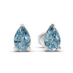 Platinum Three Prong Pear Lab Diamond Stud Earrings (1 Ct. Tw.) side right image one
