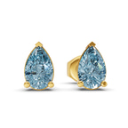 10kt Yellow Gold Three Prong Pear Lab Diamond Stud Earrings (1 Ct. Tw.) side right image one